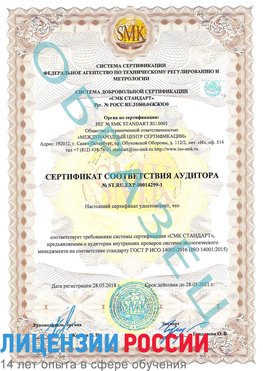 Образец сертификата соответствия аудитора №ST.RU.EXP.00014299-1 Богородск Сертификат ISO 14001